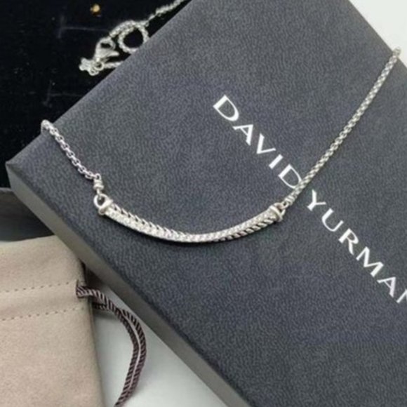 David Yurman Sterling Silver Crossover Bar Pendant Necklace - Picture 1 of 11